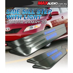 TOYOTA CAMRY 2007 - 2011 Stainless Steel LED Door Side Sill Garnish Scruff Step Plate (Blue)