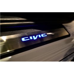 HONDA CIVIC FB 2012 - 2015 OEM Stainless Steel Blue LED Car Door Side Sill Garnish Scruff Step Plate
