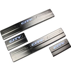 HONDA CITY 2009 - 2013 Stainless Steel Blue LED Door Side Sill Step Made In Taiwan