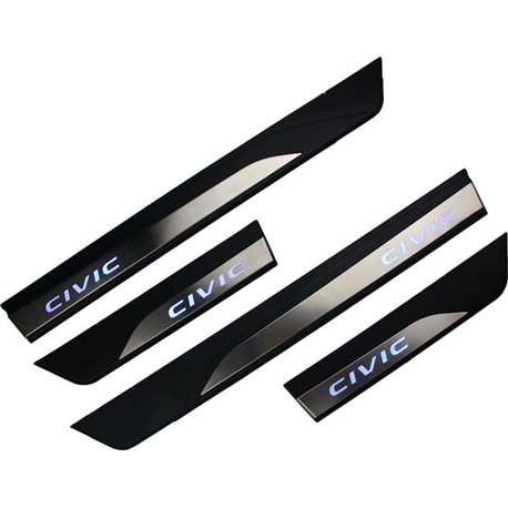 HONDA CIVIC FC 2016 - 2017 OEM Plug & Play Stainless Steel Blue LED Car Door Side Sill Garnish Scruff Step Plate