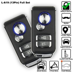 SKY 4-Button 13 Pin Full Set Multi Function Car Alarm System with Shock Sensor and Siren [L-A19-FULL]