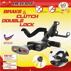 (MOST CARS) REDBAT 4 in 1 Brake & Clutch Double Pedal Lock with Plug and Play Socket & Immobilizer