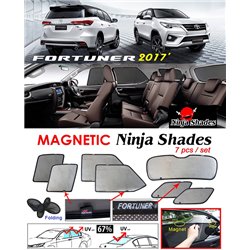 TOYOTA FORTUNER 2015 - 2018 NINJA SHADES UV Proof Custom Fit Car Door Window Magnetic Sun Shades (7pcs)
