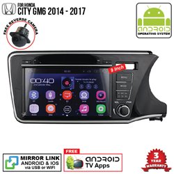 HONDA CITY GM6 2014 - 2017 SKY NAVI 9" FULL ANDROID Double Din GPS DVD CD USB SD BLUETOOTH IOS Mirror Link Player