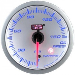 AUTOGAUGE 60mm Blue Racer (White Face) Oil Pressure Meter [516]