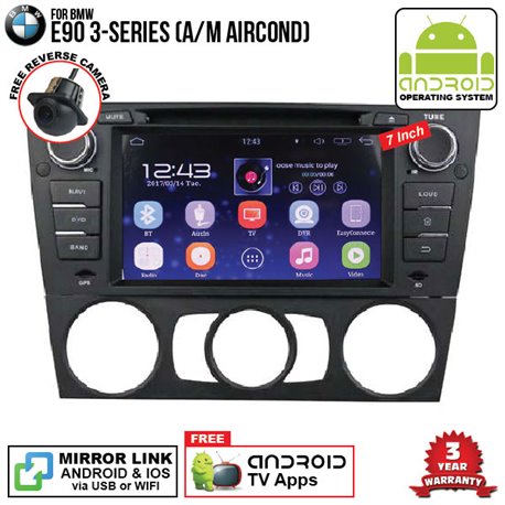 BMW E90 3-Series Auto/ Manual Aircond SKY NAVI 7" FULL ANDROID Double Din GPS DVD CD USB SD BLUETOOTH IOS Mirror Link Player