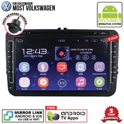 MOST VOLKSWAGEN SKY NAVI 8" FULL ANDROID Double Din GPS DVD CD USB SD BLUETOOTH IOS Mirror Link Player