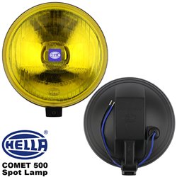 ORIGINAL HELLA COMET 500 Round Spot Lamp Fog Light (Yellow) with H3 Halogen Bulb Made in Germany (Pair)