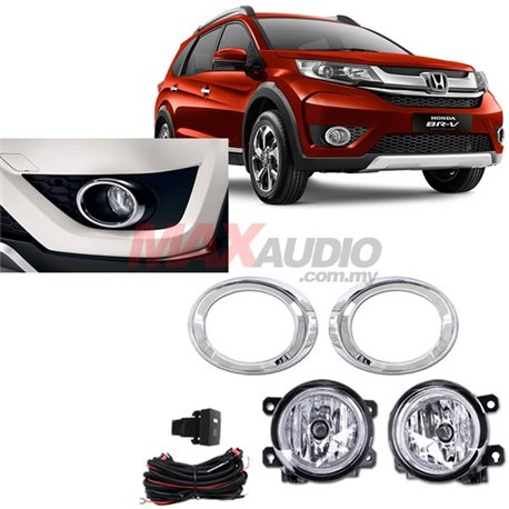 HONDA BRV 2015 - 2017 SAXO Plug & Play Fog Lamp Spot Light with Chrome Cover, Switch and Full Wiring Kit