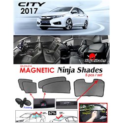 HONDA CITY GM6 2014 - 2018 NINJA SHADES UV Proof Custom Fit Car Door Window Magnetic Sun Shades (5pcs)