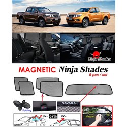 NISSAN NAVARA NP300 2014 - 2018 NINJA SHADES UV Proof Custom Fit Car Door Window Magnetic Sun Shades (5pcs)