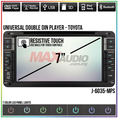 Universal TOYOTA SKY AUDIO 7" Full HD Double Din DVD VCD MP3 CD USB SD Bluetooth TV Player [J-6035-MPS]