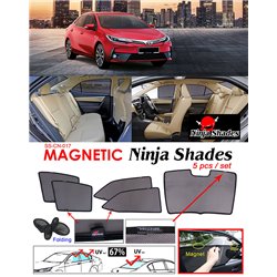 TOYOTA COROLLA ALTIS E170 2013 - 2017 NINJA SHADES UV Proof Custom Fit Car Door Window Magnetic Sun Shades (5pcs)