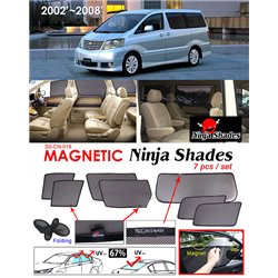 TOYOTA ALPHARD ANH10 2002 - 2007 NINJA SHADES UV Proof Custom Fit Car Door Window Magnetic Sun Shades (7pcs)
