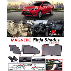 TOYOTA VIOS 2013 - 2018 NINJA SHADES UV Proof Custom Fit Car Door Window Magnetic Sun Shades (5pcs)