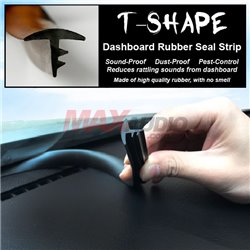 T-Shape Car Dashboard Interior Rubber Seal Trim Strip Sound Proof Insulation (1.6 Meter)