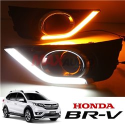 HONDA BRV 2015 - 2017 2 in 1 Fog Lamp Cover LED Light Bar Daytime Running Light DRL + Turn Signal