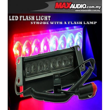 TYPE-R 8 LED 1W Super Bright Red & Blue Police Flashing Strobe Light