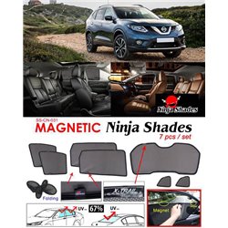 NISSAN X-TRAIL 2013 - 2017 NINJA SHADES UV Proof Custom Fit Car Door Window Magnetic Sun Shades (7pcs)