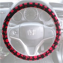 Luxury Style Smooth Fur Skin Red Black Steering Wheel Cover Made In Korea (15")