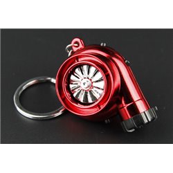 Turbo Cigarette Lighter Rechargeable Keychain Key Ring with Spinnable turbine + Sounds + LED Light! (Red)