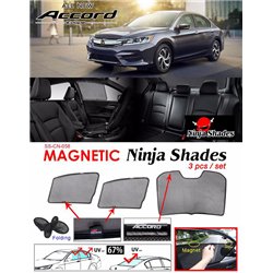 HONDA ACCORD Facelift 2016 - 2018 NINJA SHADES UV Proof Custom Fit Car Door Window Magnetic Sun Shades (3pcs)