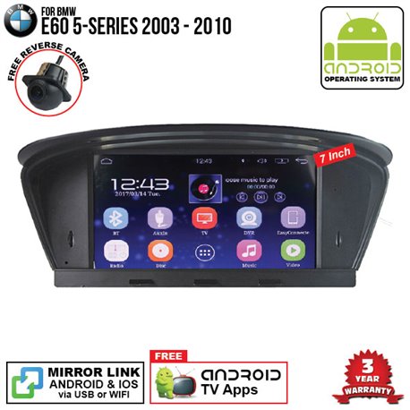 BMW E60 5-Series 2003 - 2010 SKY NAVI 7" FULL ANDROID Double Din GPS DVD CD USB SD BLUETOOTH IOS Mirror Link Player