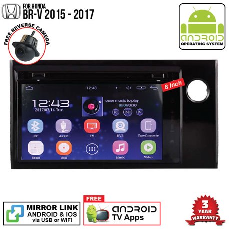 HONDA BRV BR-V 2015 - 2018 SKY NAVI 8" FULL ANDROID Double Din GPS DVD CD USB SD BLUETOOTH IOS Mirror Link Player