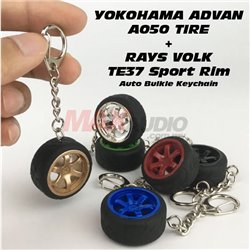 RAYS VOLK TE37 Sport Rim with YOKOHAMA ADVAN A050 Tire Style Car Vehicle Automotive Buckle Keychain