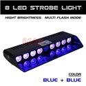 8 LED BlUE and BLUE Car/Truck/Police Dashboard Windshield Emergency Warning Strobe Flash Light [S3-8 LED]