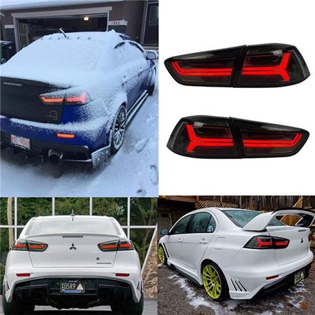 MITSUBISHI LANCER GT EVO X 10 Smoke Lens LED Light Bar Tail Lamp with Sequential Signal Light (AUDI Style)