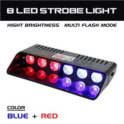 6 LED Car/Truck/Police Emergency Warning Strobe Light with Cigarette Lighter Power Adapter and Suction Cup (Red Blue)