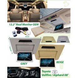 TOYOTA ALPHARD VELLFIRE ANH20 2008 - 2014 AUDIOLAB 12.2" Full HD OEM Roof Monitor (Gray/Beige Color)