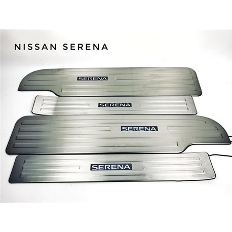 NISSAN SERENA C26 2010 - 2015 OEM Stainless Steel LED Car Door Side Sill Garnish Scruff Step Plate (Blue LED)