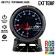 JDM Style Exhaust Temperature 2.5" RGB Multi-color LED Smoke Lens Racing Performance Gauge Meter