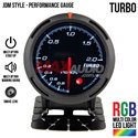 JDM Style Turbo Boost 2.5" RGB Multi-color LED Smoke Lens Racing Performance Gauge Meter