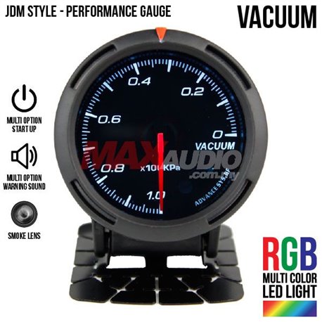 JDM Style Vacuum 2.5" RGB Multi-color LED Smoke Lens Racing Performance Gauge Meter