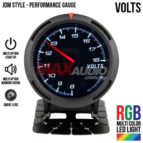 JDM Style Volts Voltage 2.5" RGB Multi-color LED Smoke Lens Racing Performance Gauge Meter