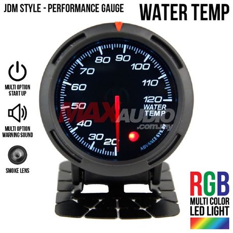 JDM Style Water Temperature 2.5" RGB Multi-color LED Smoke Lens Racing Performance Gauge Meter