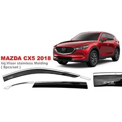 MAZDA CX5 CX-5 2017 - 2018 Stainless Chrome Molding Injection Smoke Black Rain Guard Acrylic Door Window Ventilate Visor (8pcs)