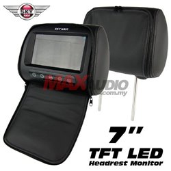 SKY NAVI 7" HD TFT LED Screen Leather Car Vehicle Headrest Monitor with Cover Zipper (Pair) (Black)