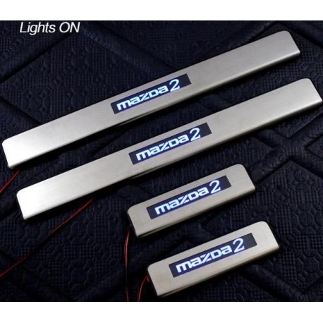 MAZDA 2 2007 ~ 2013 Stainless Steel LED Door Side Sill Step Plate Made In Taiwan