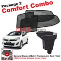 [Comfort Combo] PERODUA AXIA (4pcs) SAMURAI SHADES + (1set) Premium Arm Rest with USB Extention