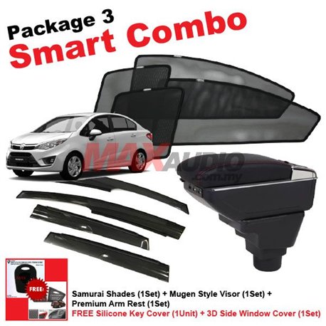 [Smart Combo] PROTON PERSONA 2016 (4pcs) SAMURAI SHADES + (1set) Premium Arm Rest + (1set) MUGEN Style Door Visor