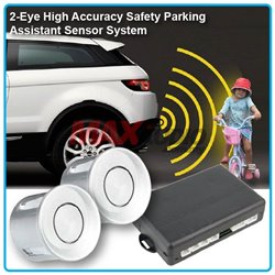 Universal 2-Eye High Accuracy Safety Reverse Parking Assistant Sensor System with Buzzer Siren Sound (Silver)