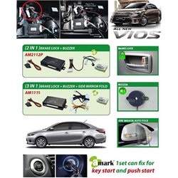 TOYOTA VIOS 2013 - 2018 (3in1) AMARK Plug and Play Auto Fold Mirror + Foot Brake Lock Module with Buzzer Sound [AM5115]