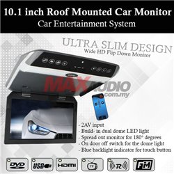 DLAA 10.1" Metal Gray Color Wide HD LED Flip Down Roof Mounted Monitor With Dome Light (HD-1036)