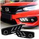 HONDA CIVIC FC 2016 - 2019 Mustang Style Daytime Running Light DRL Fog Lamp Cover with Sequential Signal (Black / Carbon Color)