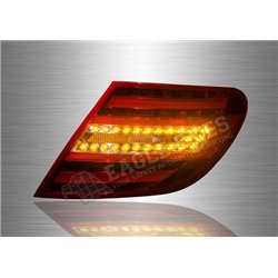 MERCEDES BENZ W204 C-Class 2007 - 2013 Red & Clear Lens LED Light Bar Tail Lamp (Pair) [TL-061-BENZ]