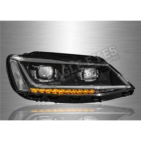 VOLKSWAGEN JETTA A6 2011 – 2018 P Style Projector Head Lamp with Sequential Signal  (Pair) [HL-250-SQ]
